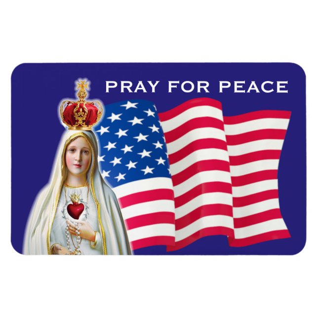 Dam i Fatima PRAY FOR Peace USA FLAGGA CAR Magnet (Horisontell)