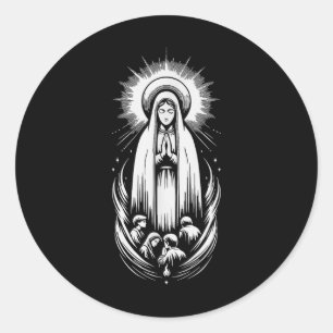 Dam i Fatima Saint Mary Powerful Symbol Moth Runt Klistermärke
