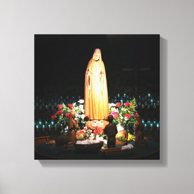 Dam i Fatima Statue Wrapped Canvas Skriv ut (Framsida)