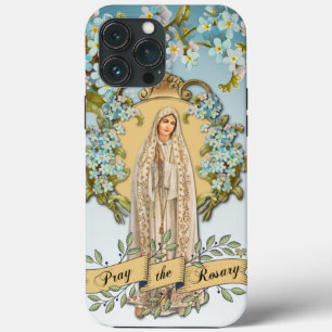 Dam i Fatima Virgin Mary Blue Blommigt Religiösa