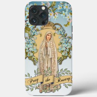 Dam i Fatima Virgin Mary Blue Blommigt Religiösa
