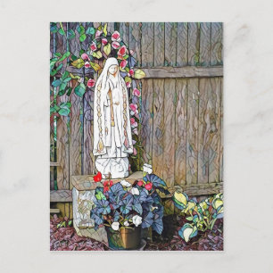 Dam i Fatima w blommor från stängslet Vykort