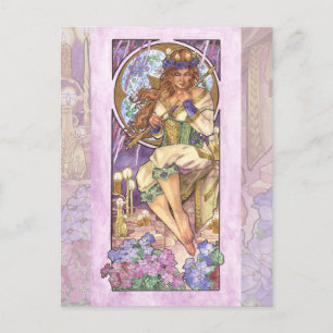 Dam i februari Art nouveau Birthstone-serien Vykort