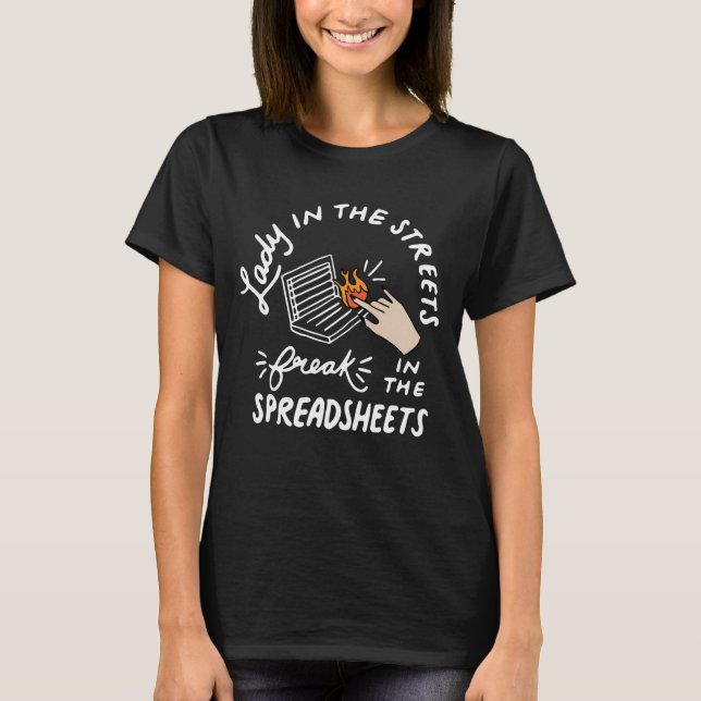 Dam i gatorna freak i kalkylbladen t shirt (Framsida)