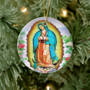 Dam i Guadalupe-Blommigten av Litany Lane Julgransprydnad Keramik