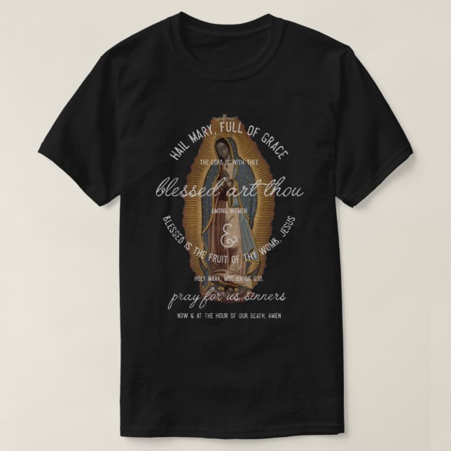 Dam i Guadalupe Hail Mary Prayer katolik Gi T Shirt (Design framsida)