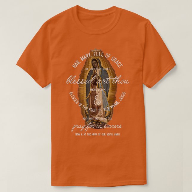 Dam i Guadalupe Hail Mary Prayer katolik Gi T Shirt (Design framsida)
