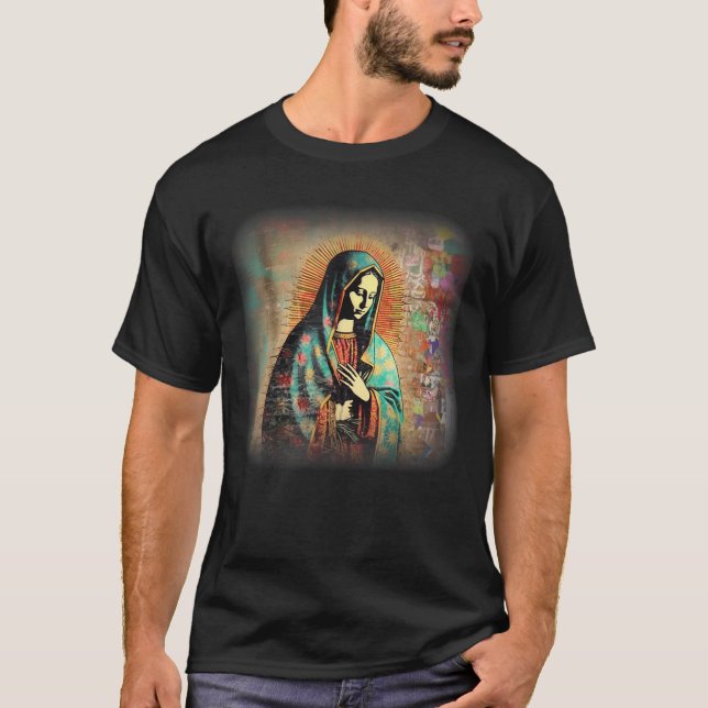 Dam i Guadalupe Marian-katolska T Shirt (Framsida)