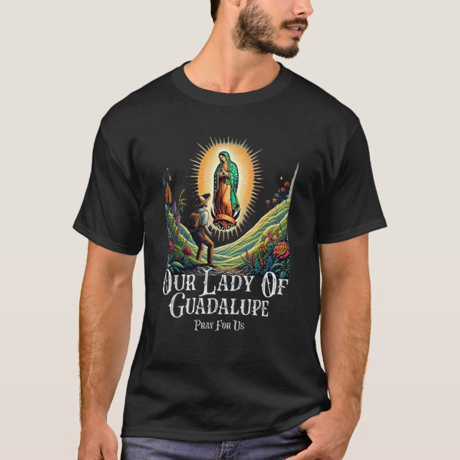 Dam i Guadalupe Marian-katolska T Shirt (Framsida)