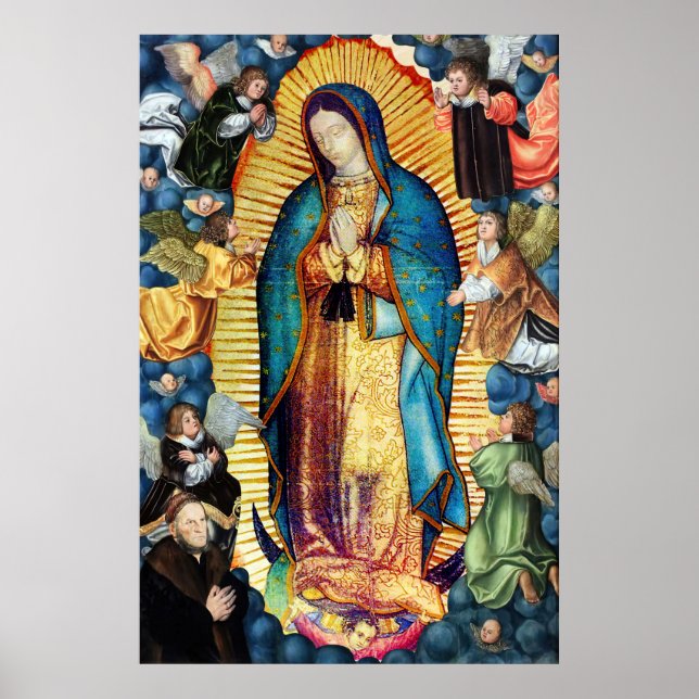 Dam i Guadalupe med Änglar Poster (Framsidan)