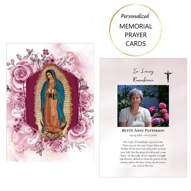 Dam i Guadalupe Mystical Ro Funeral Prayer Placeringskort (Skapare uppladdad)
