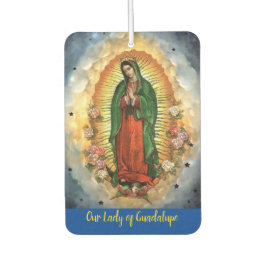 Dam i Guadalupe och Jesus Helig Heart Car