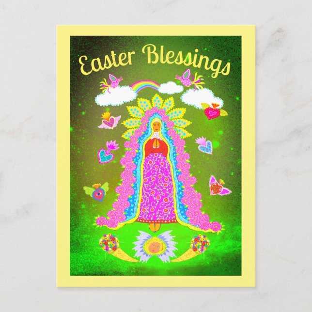 Dam i Guadalupe Påsk Blessings Vykort (Framsida)