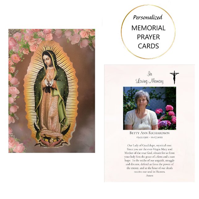 Dam i Guadalupe Photo Memorial Prayer Card Placeringskort (Skapare uppladdad)