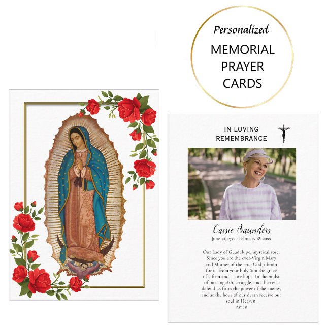 Dam i Guadalupe Photo Memorial Prayer Card Placeringskort (Skapare uppladdad)