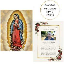 Dam i Guadalupe Photo Memorial Prayer Card Placeringskort