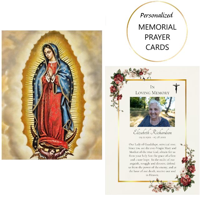 Dam i Guadalupe Photo Memorial Prayer Card Placeringskort (Skapare uppladdad)