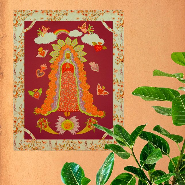 Dam i Guadalupe Poster (Folk Art depiction of Our Lady of Guadalupe. Also available framed or as an instant download.)