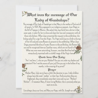Dam i Guadalupe Prayer Card Inbjudningar