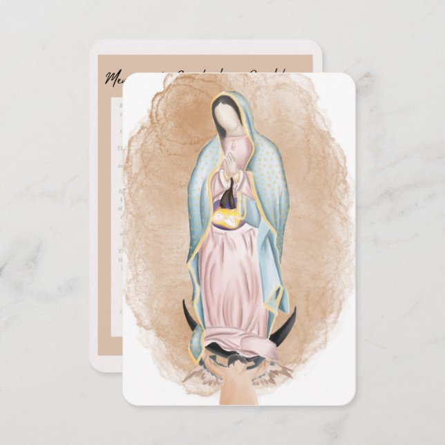 Dam i Guadalupe Prayer Card Tack Kort (Fram/baksida)