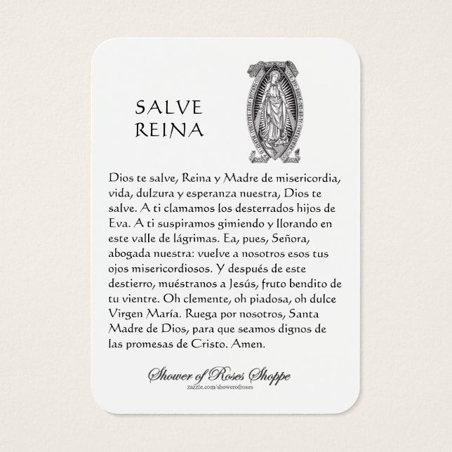 Dam i Guadalupe Prayer Heliga Card Visitkort (Baksidan)