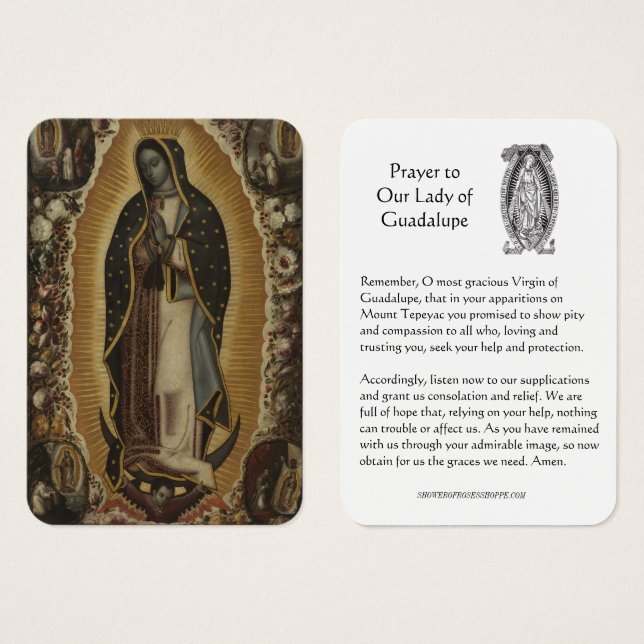 Dam i Guadalupe Prayer Heliga Card Visitkort (Framsida & baksida)