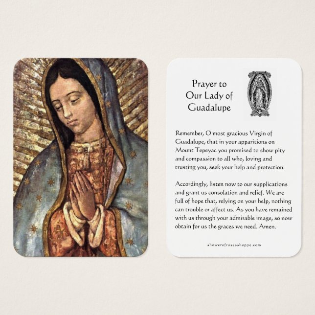 Dam i Guadalupe Prayer Heliga Card Visitkort (Framsida & baksida)