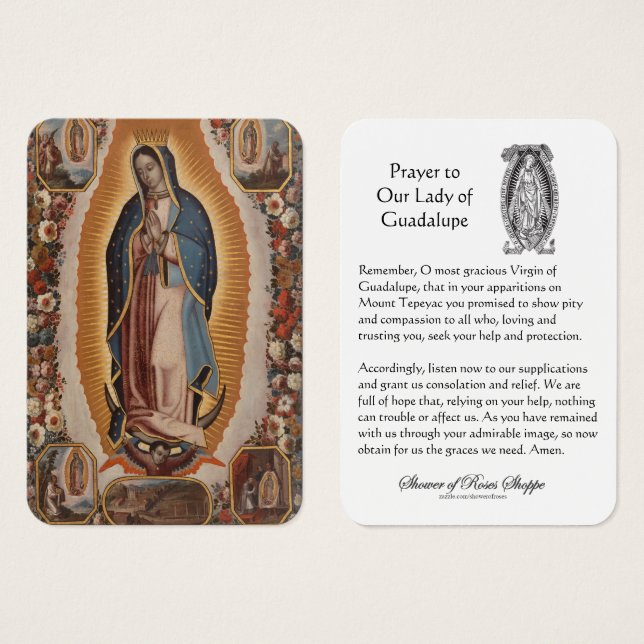 Dam i Guadalupe Prayer Heliga Card Visitkort (Framsida & baksida)