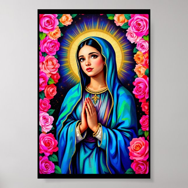 Dam i Guadalupe Praying Virgin Mary Small Poster (Framsidan)