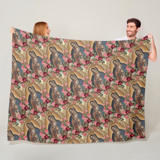 Dam i Guadalupe Santa Maria Spanska Jungfrun F Fleecefilt (På plats)