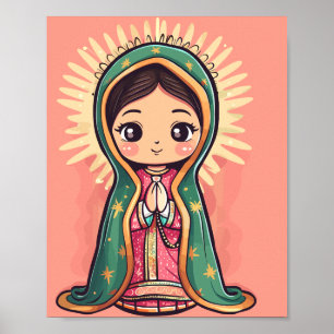 dam i guadalupe söt kawaii stil poster