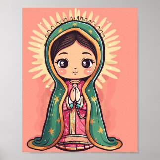 dam i guadalupe söt kawaii stil poster