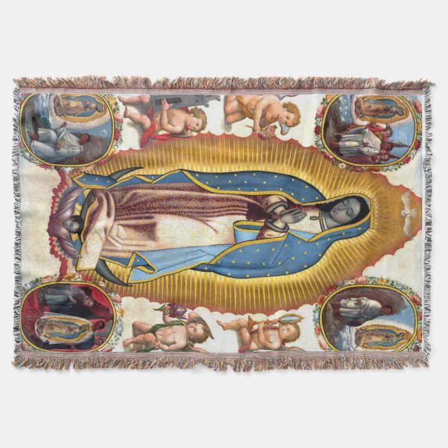 Dam i Guadalupe Virgin Apparitions Blanket Filt (Framsidan)