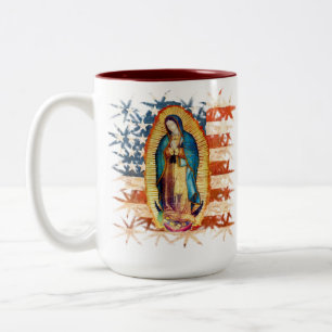 Dam i Guadalupe Virgin Mary Catholik Bandera Två-Tonad Mugg