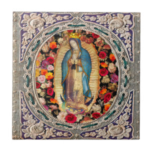 Dam i Guadalupe Virgin Mary Catholique Snöre  Kakelplatta