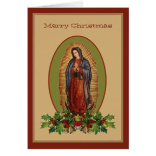 Dam i Guadalupe Virgin Mary Feliz Navidad Hälsningskort