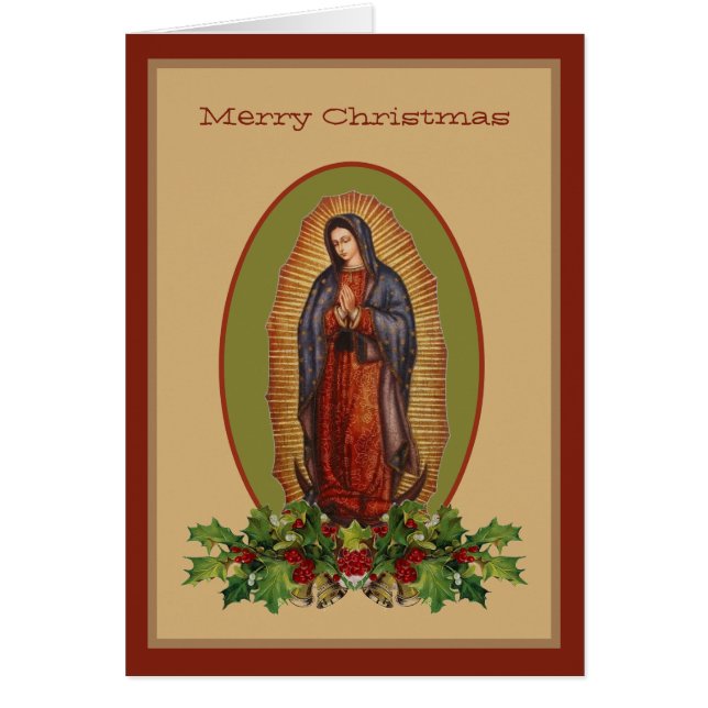 Dam i Guadalupe Virgin Mary Feliz Navidad Hälsningskort (Framsidan)