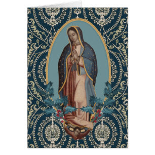 Dam i Guadalupe Virgin Mary Feliz Navidad Hälsningskort