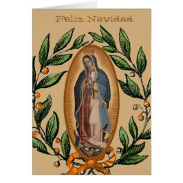 Dam i Guadalupe Virgin Mary Feliz Navidad Hälsningskort