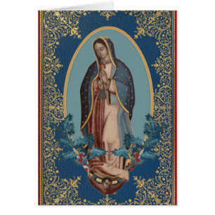 Dam i Guadalupe Virgin Mary Feliz Navidad Hälsningskort