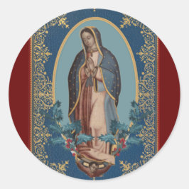 Dam i Guadalupe Virgin Mary Feliz Navidad Runt Klistermärke