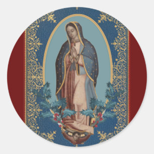 Dam i Guadalupe Virgin Mary Feliz Navidad Runt Klistermärke