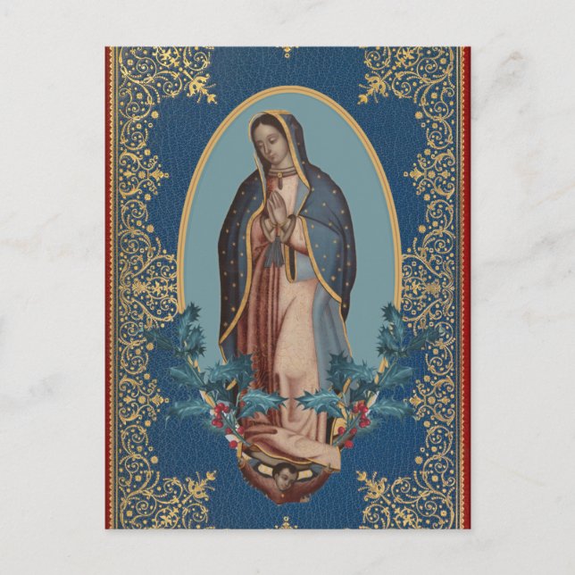Dam i Guadalupe Virgin Mary Feliz Navidad Vykort (Framsida)