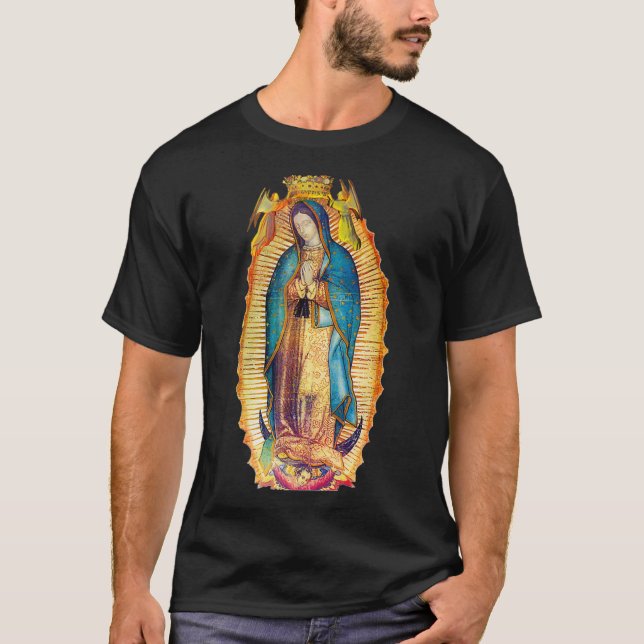 Dam i Guadalupe Virgin Mary Mexiko T Shirt (Framsida)