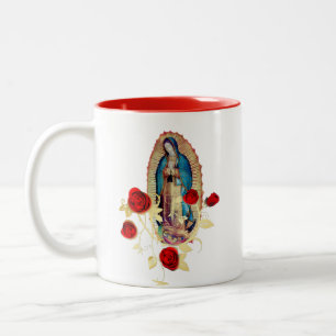 Dam i Guadalupe Virgin Mary Röd ros Två-Tonad Mugg