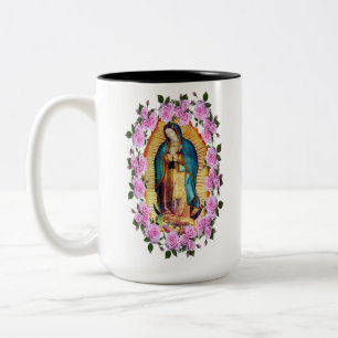 Dam i Guadalupe Virgin Mary Rosa ros Två-Tonad Mugg