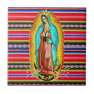 Dam i Guadalupe Virgin Mary Zarape katolik Kakelplatta
