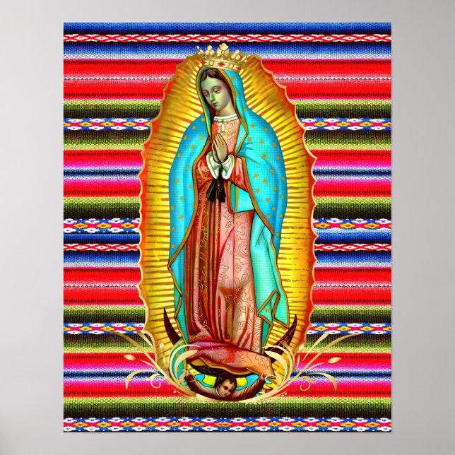 Dam i Guadalupe Virgin Mary Zarape katolik Poster (Framsidan)