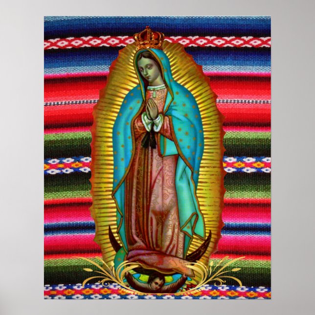 Dam i Guadalupe Virgin Mary Zarape katolik Poster (Framsidan)
