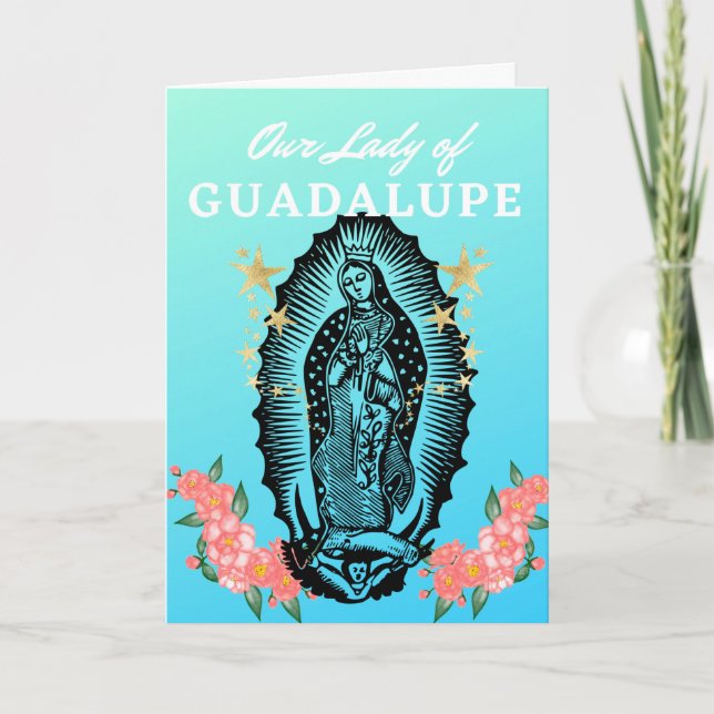 Dam i Guadalupe Woodcut och Ro Kort (Framsida)